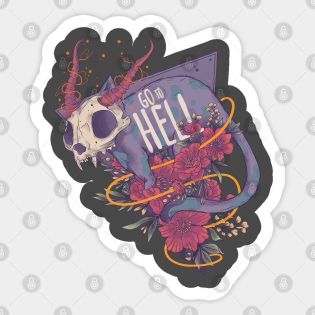 Go to Hell Kitten Sticker by Jess Adams